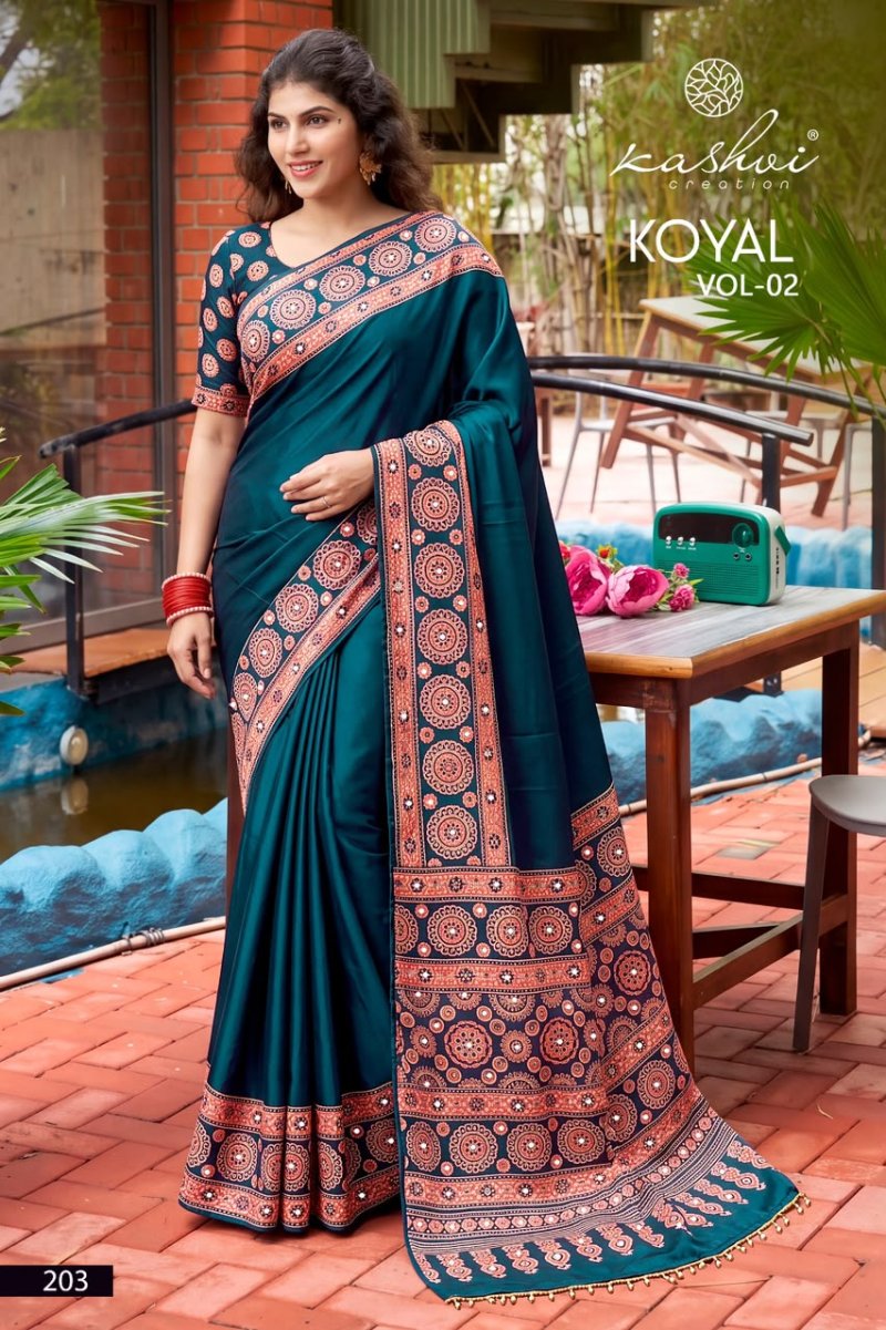 Koyal Vol 2 By Kashvi Japan Satin Mirror Work Saree 